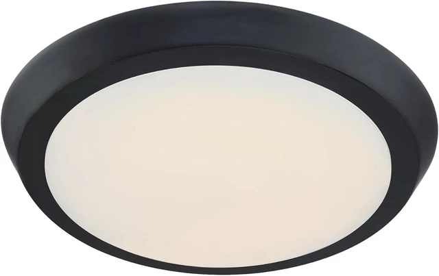 Alt view image 6 of 7 - Westinghouse 6117400 Traditional One-Light, 11 Inch 20 Watt LED Indoor Flush Mount Ceiling Light Fixture, Matte Black Finish, Acrylic Shade