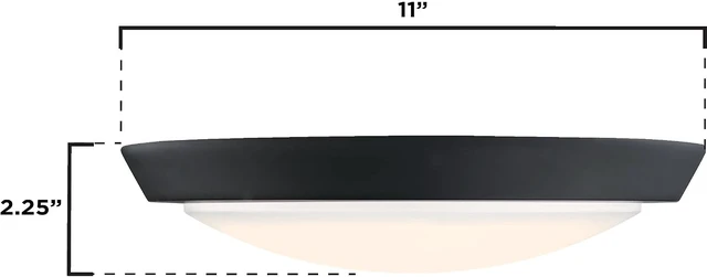 Alt view image 7 of 7 - Westinghouse 6117400 Traditional One-Light, 11 Inch 20 Watt LED Indoor Flush Mount Ceiling Light Fixture, Matte Black Finish, Acrylic Shade