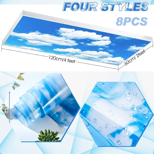 Alt view image 2 of 7 - Amylove 8 Pcs Fluorescent Light Covers for Classroom, 4 x 2 ft, Cloud