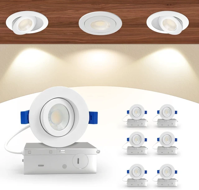 Main image of Aosclex 6 Pack 3 Inch Adjustable Gimbal 5CCT Recessed LED Light 7W 800LM