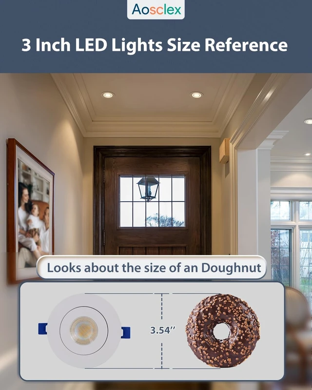 Alt view image 5 of 7 - Aosclex 6 Pack 3 Inch Adjustable Gimbal 5CCT Recessed LED Light 7W 800LM