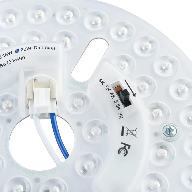 Alt view image 4 of 7 - 6.3" LED Ceiling Fan Light Retrofit Kit, 22W, 2800LM, Ceiling Light Replacement Panel PCB, 5CCT Switch 3000K 3500K 4000K 5000K 6000K, 120V, ETL, CRI90, Dimmable (22, Watts)