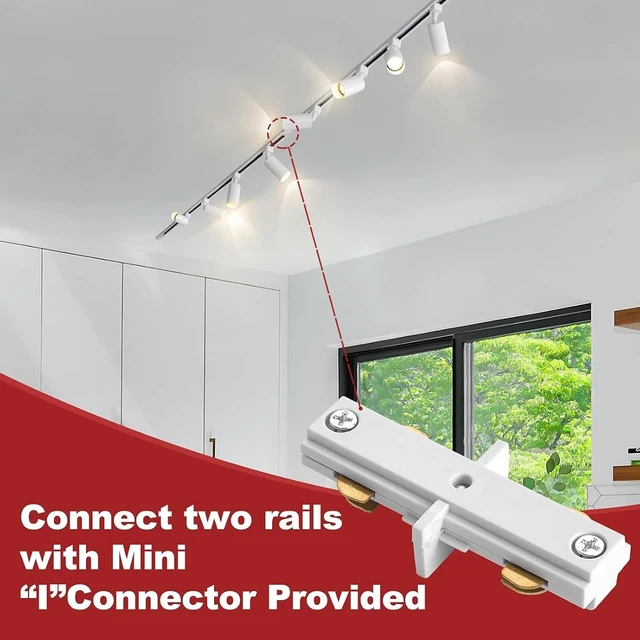 Alt view image 4 of 7 - 8-Light LED Track Lighting Kit with 6.6FT H Type Track Lighting Rails and Floating Canopy Connector, Modern Kitchen GU10 Track Lighting Fixtures Ceiling Spot Light, White (No Bulbs)