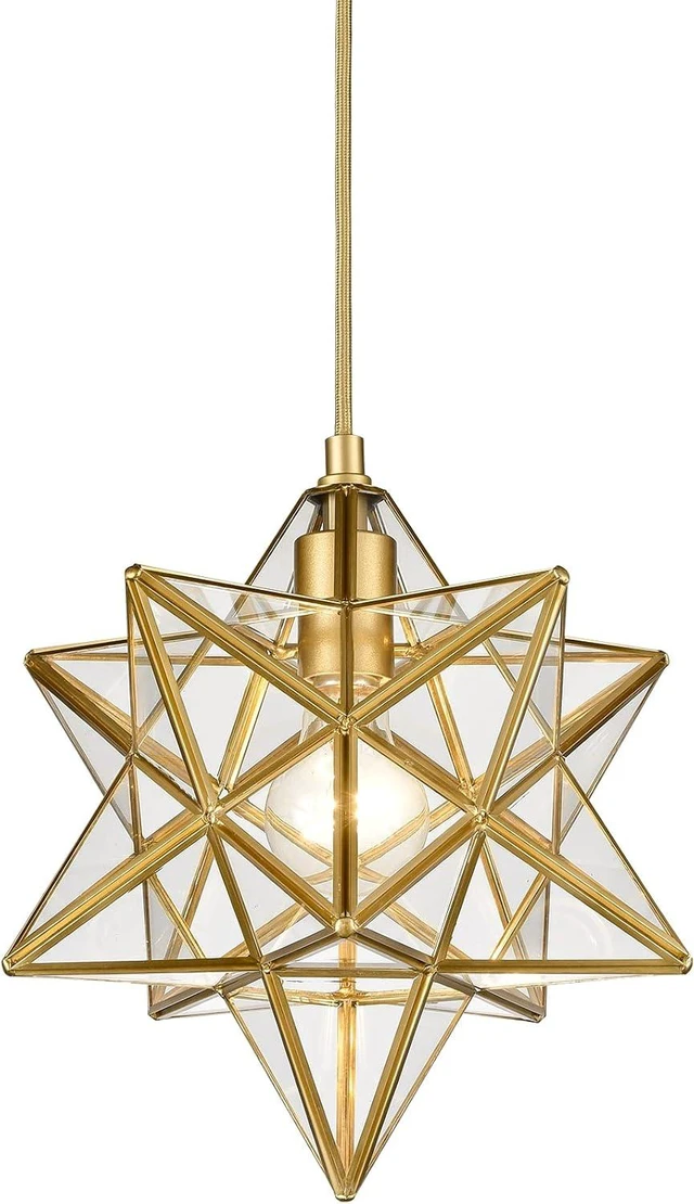 Main image of YUBOLE Modern Gold Moravian Star Pendant Light Clear Glass-11-in Diameter