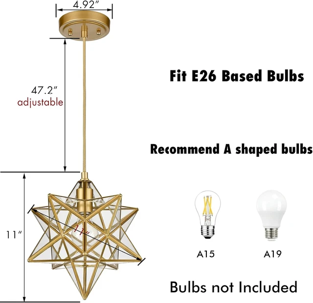 Alt view image 2 of 7 - YUBOLE Modern Gold Moravian Star Pendant Light Clear Glass-11-in Diameter