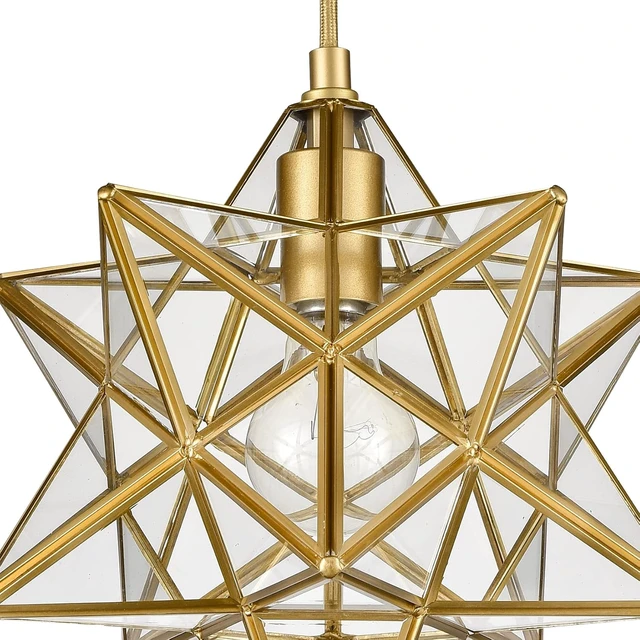 Alt view image 5 of 7 - YUBOLE Modern Gold Moravian Star Pendant Light Clear Glass-11-in Diameter