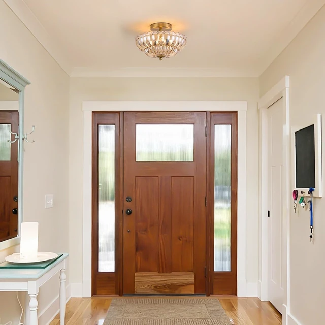 Alt view image 7 of 7 - 3-Light 12 Inch Amber Semi Flush Mount Ceiling Light for Bathroom
