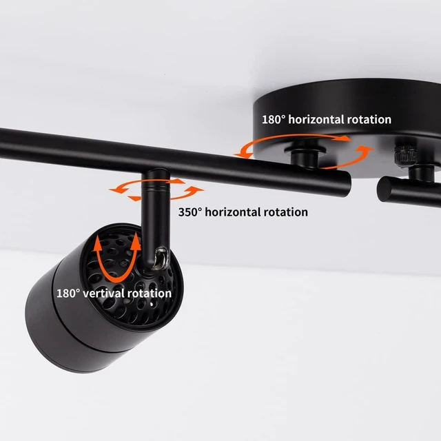 Alt view image 4 of 5 - mirrea Complete Black Track Light Kit 4-Light Bulb Replaceable LED Ceiling Spotlight with 4 8W GU10 Bulbs 3000K Warm White 90 CRI 38° Beam Angle