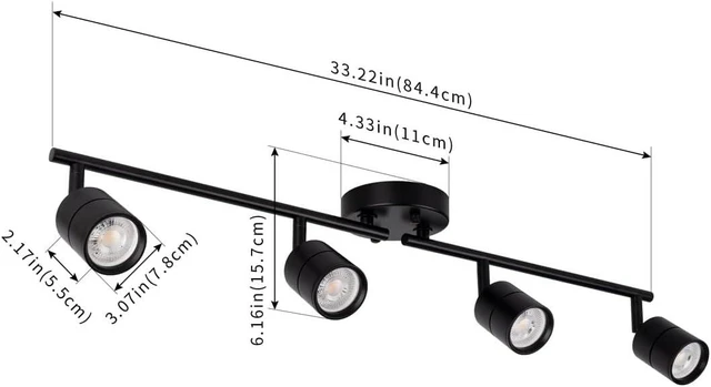 Alt view image 5 of 5 - mirrea Complete Black Track Light Kit 4-Light Bulb Replaceable LED Ceiling Spotlight with 4 8W GU10 Bulbs 3000K Warm White 90 CRI 38° Beam Angle