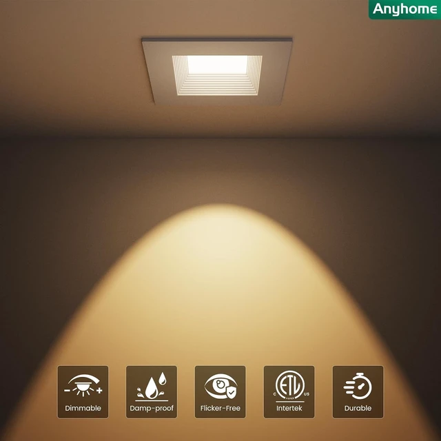 Alt view image 2 of 7 - 4 Inch Square Led Recessed Lighting 12 Pack, Anti-Glare