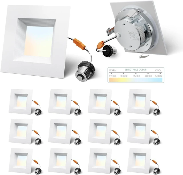 Main image of 4 Inch Square Led Recessed Lighting 12 Pack, Anti-Glare
