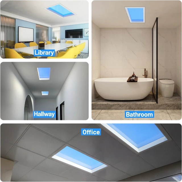 Alt view image 4 of 6 - 2x1 Ft Artificial Skylight Ceiling Light, Dimmable