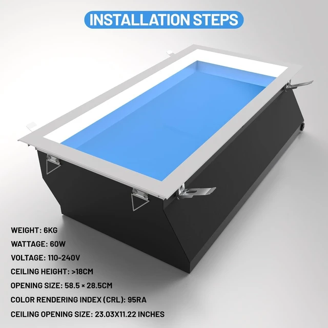 Alt view image 6 of 6 - 2x1 Ft Artificial Skylight Ceiling Light, Dimmable