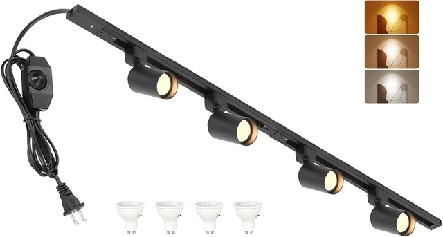 Main image of 3-Color Plug in Track Lighting with Power Cord, 4-Light Black