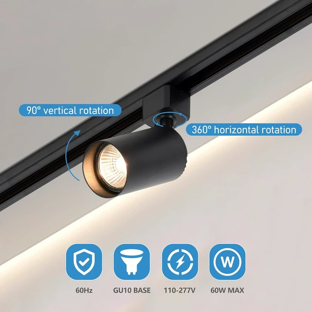Alt view image 7 of 7 - 3-Color Plug in Track Lighting with Power Cord, 4-Light Black