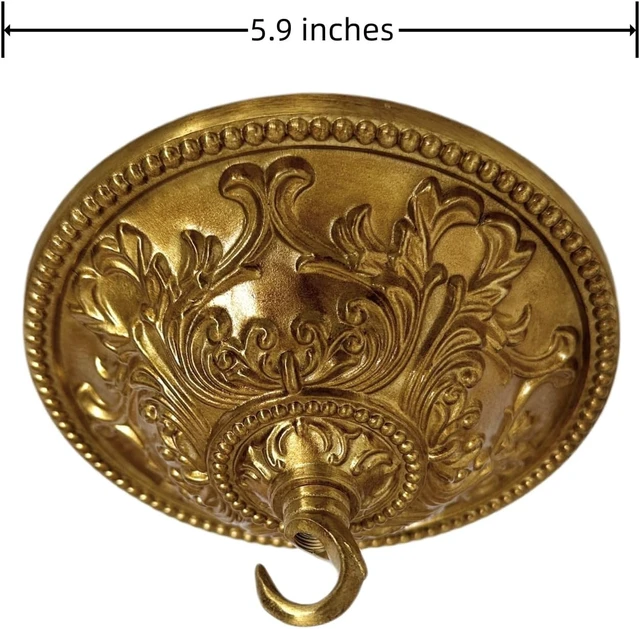 Alt view image 4 of 5 - 5.9 inches Chandelier Brass Canopy, Mounting Plate Kit for Ceiling Lights, Decorative Design, Vintage Style