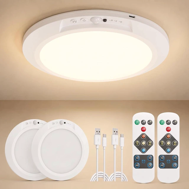 Main image of 2-Pack Rechargeable Motion Sensor Ceiling Light for Shower Closet Pantry