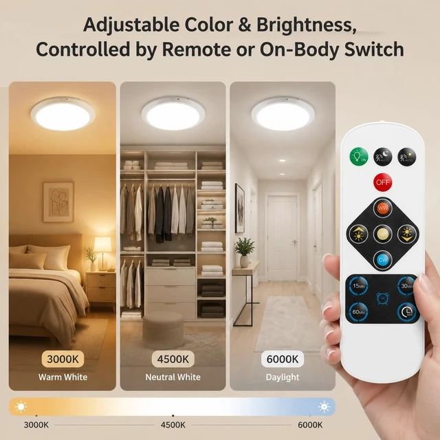 Alt view image 7 of 7 - 2-Pack Rechargeable Motion Sensor Ceiling Light for Shower Closet Pantry