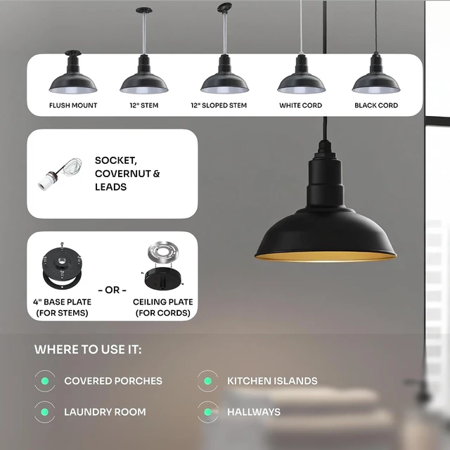 Alt view image 4 of 7 - Pendant Lights Kitchen Island 12 Inch Dome Steel Single Hanging | Red