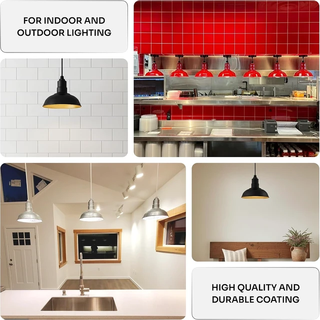 Alt view image 5 of 7 - Pendant Lights Kitchen Island 12 Inch Dome Steel Single Hanging | Red