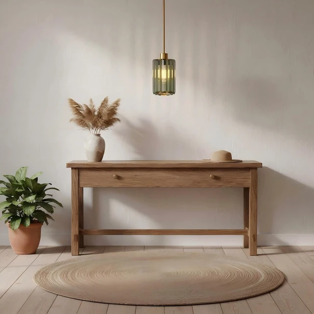 Alt view image 6 of 7 - Modern Olive Green Fluted Glass Pendant Light 2 Pack - Thick Ribbed Glass with Warm Glow, Adjustable E26 Hanging Lamp for Kitchen Island & Dining Room