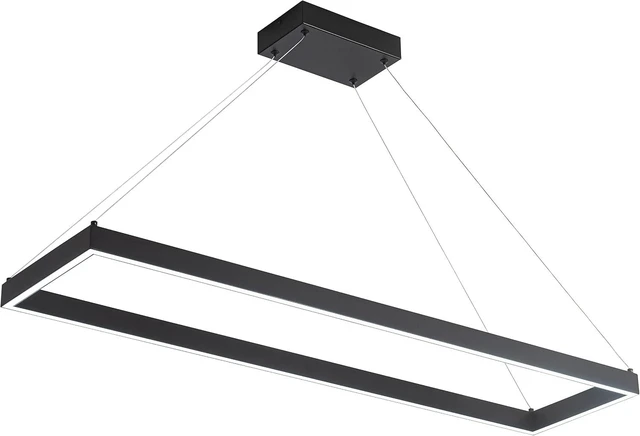 Main image of Modern Black LED Rectangle Linear Chandelier, 39.4" for Kitchen