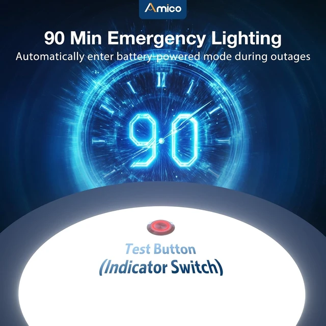 Alt view image 2 of 7 - Amico 2 Pack 6 Inch LED Emergency Recessed Lights with 90Min Battery Backup