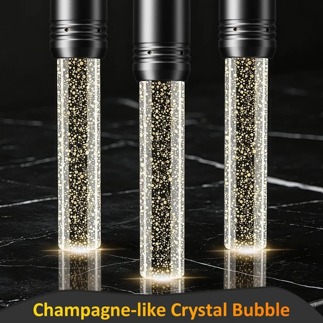 Alt view image 3 of 7 - 3 Pack Pendant Lights Kitchen Island, Modern Pendant Lighting with Crystal Bubble, Black Pendant Light Fixture Hanging Light for Dining Room Restaurant (Bulbs NOT Included)