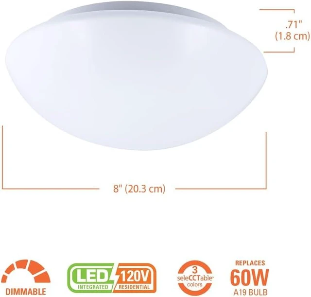 Alt view image 3 of 7 - HALO 8 in LED Flushmount, 3CCT Selectable, Dimmable, 93 CRI