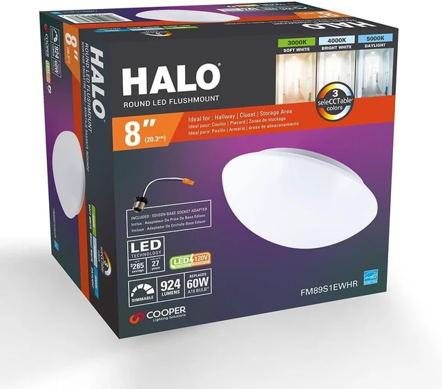 Alt view image 2 of 7 - HALO 8 in LED Flushmount, 3CCT Selectable, Dimmable, 93 CRI