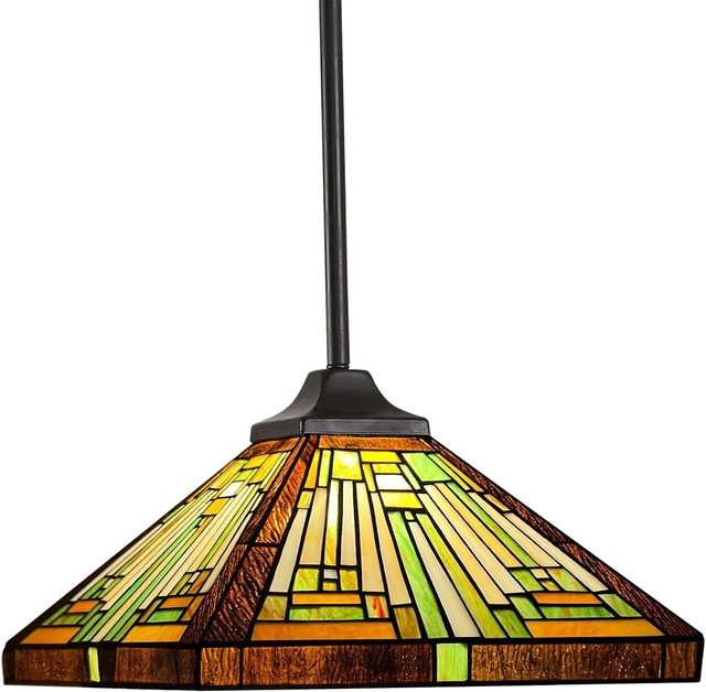 Main image of Capulina Tiffany Lamp Amber Brown Stained Glass Pendant Light 12" Wide