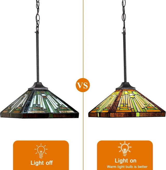 Alt view image 7 of 7 - Capulina Tiffany Lamp Amber Brown Stained Glass Pendant Light 12" Wide
