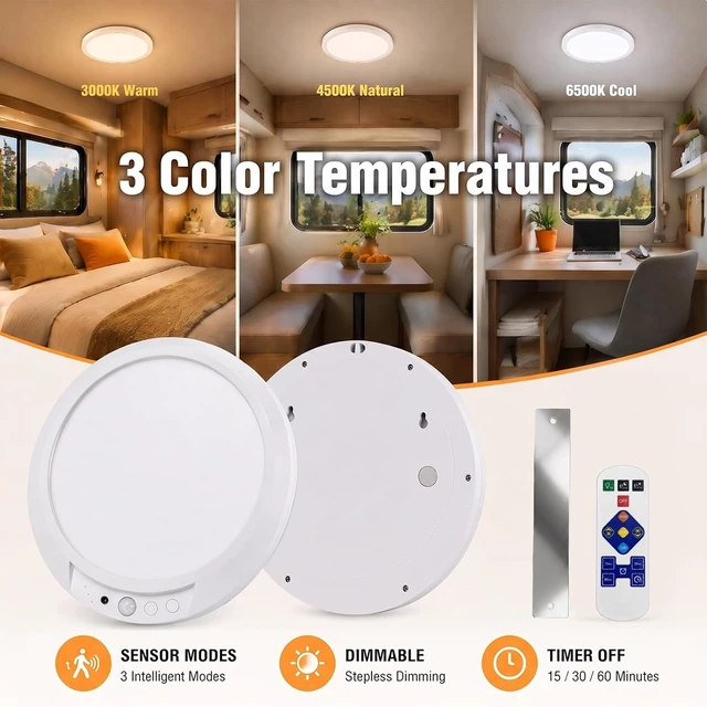 Alt view image 4 of 7 - RV Ceiling Light, Rechargeable Magnetic Light with Motion Sensor