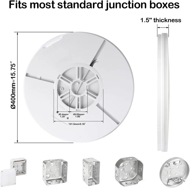 Alt view image 5 of 7 - 4Pack 16in LED Modern Ceiling Light White 3CCT 40W 4000LM IP54