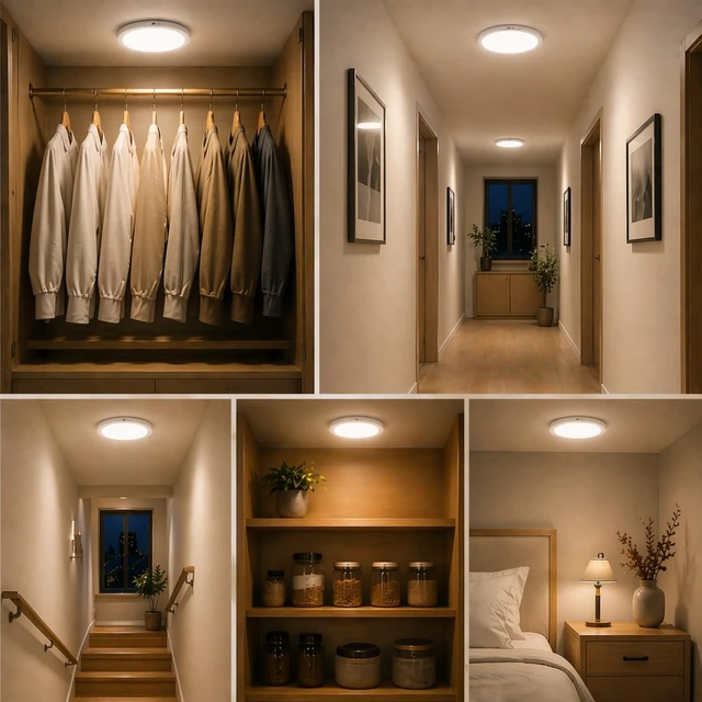 Alt view image 6 of 7 - 4Pack Rechargeable LED Ceiling Shower Light, Motion Sensor Remote Control