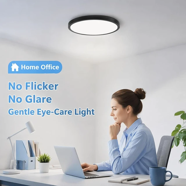 Alt view image 6 of 7 - 12Inch 6pack Black LED Flush Mount Ceiling Light, 24W 3CCT Selectable