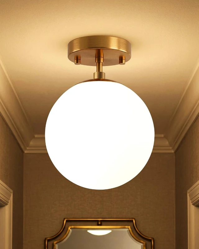 Main image of Majade Semi Flush Mount Ceiling Light 6" Globe Gold Modern Light Fixture