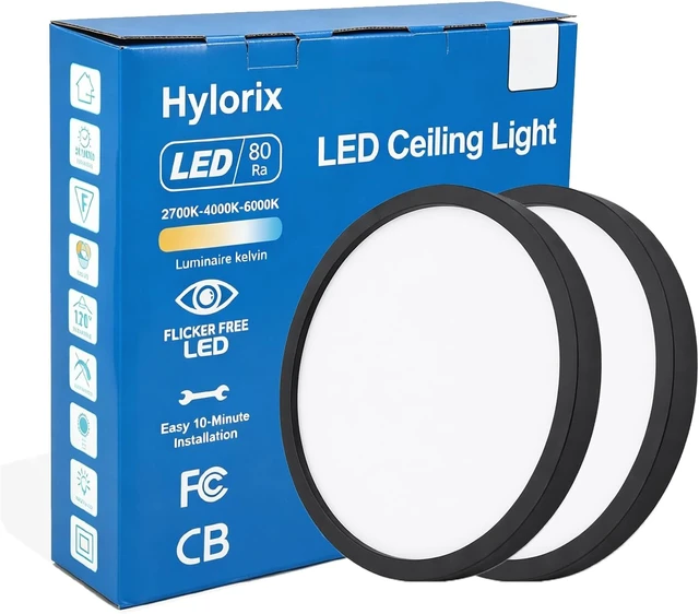 Main image of 16 Inch 32W LED Flush Mount Ceiling Light, 3060LM 3CCT Selectable, 2Pack