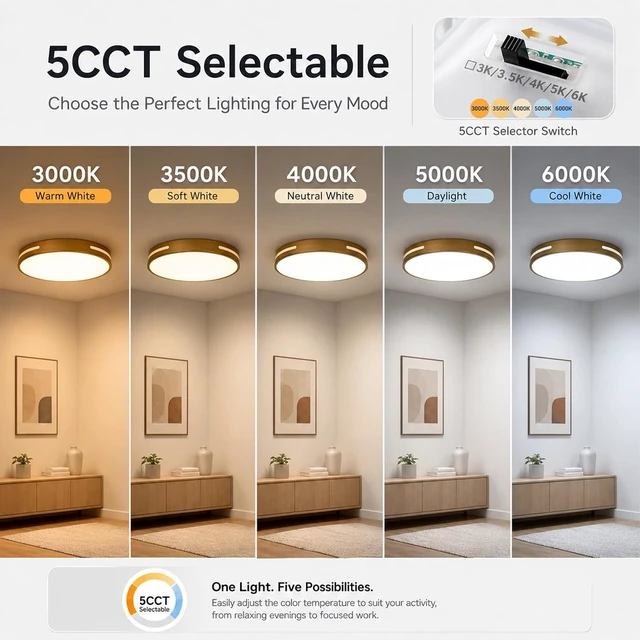 Alt view image 5 of 7 - Gold Flush Mount Ceiling Light 16 Inch, Modern LED Ceiling Light Fixture, 24W Dimmable Round Ceiling Light for Living Room, Bedroom, Hallway, Kitchen