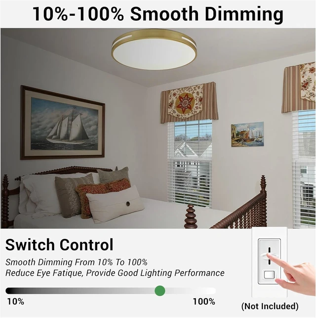 Alt view image 6 of 7 - Gold Flush Mount LED Ceiling Light 20 Inch, Dimmable Ceiling Light Fixture 48W with 5CCT for Kitchen, Bedroom & Living Room