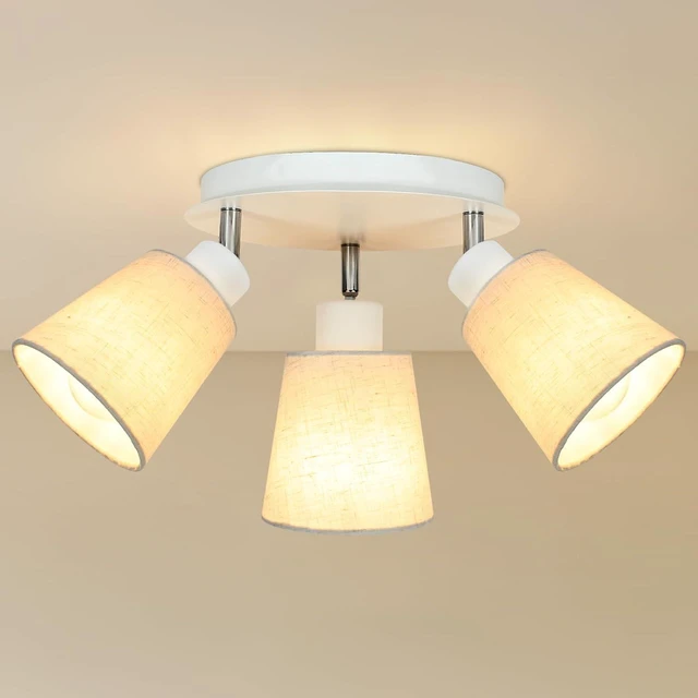 Main image of HiBay 3-Light White Track Lighting Ceiling, Fabric Shade Spotlight, E26