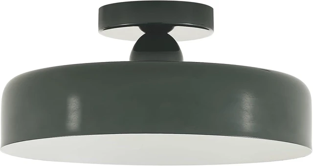 Main image of VILUXY 13-Inch Industrial Semi Flush Mount Ceiling Light Vintage Green Light Ceiling Mount Lamp Farmhouse Flush Mount Light Fixture for Hallway Bedroom Foyer Kitchen Entryway