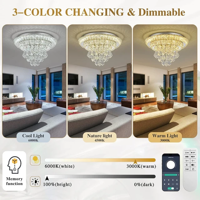 Alt view image 3 of 7 - Modern Chandelier for Bedroom Flush Crystal Ceiling Light LED Lamp