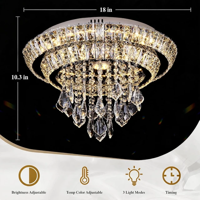 Alt view image 5 of 7 - Modern Chandelier for Bedroom Flush Crystal Ceiling Light LED Lamp