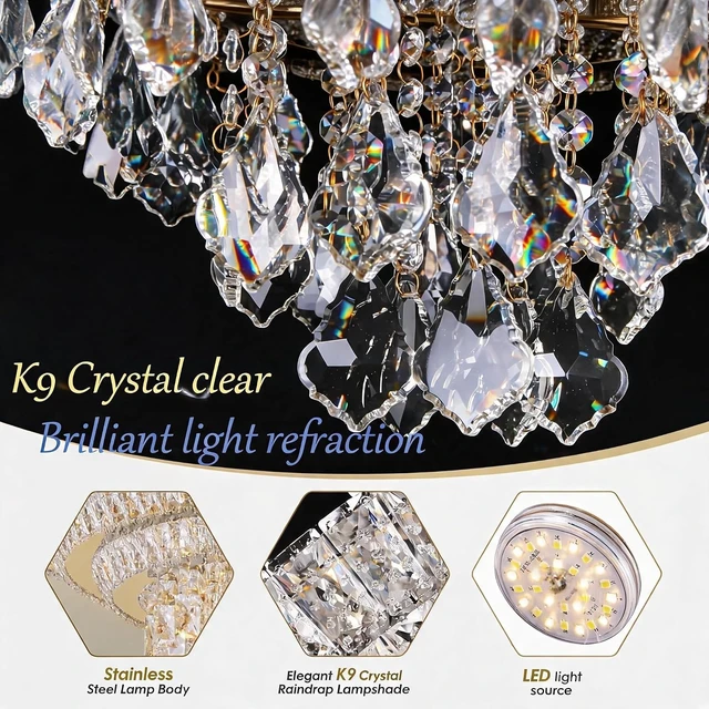 Alt view image 4 of 7 - Modern Chandelier for Bedroom Flush Crystal Ceiling Light LED Lamp