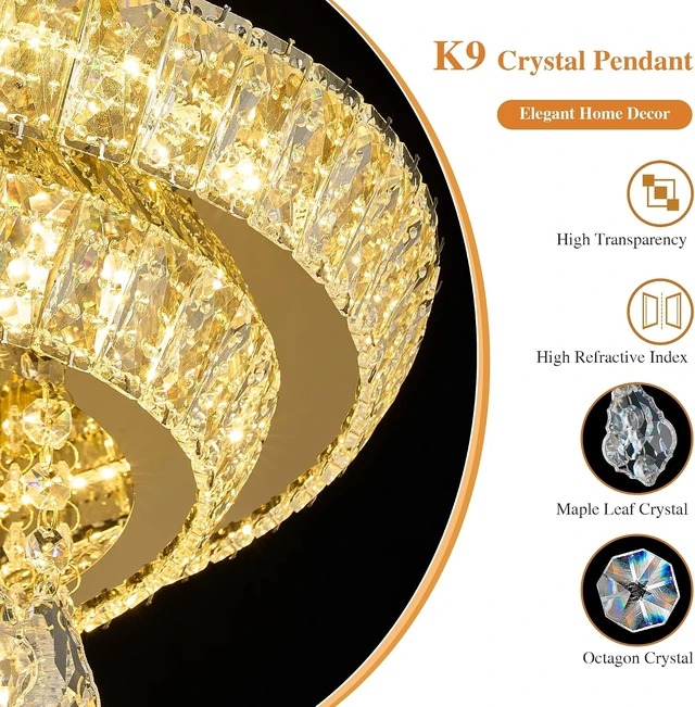 Alt view image 6 of 7 - Modern Chandelier for Bedroom Flush Crystal Ceiling Light LED Lamp
