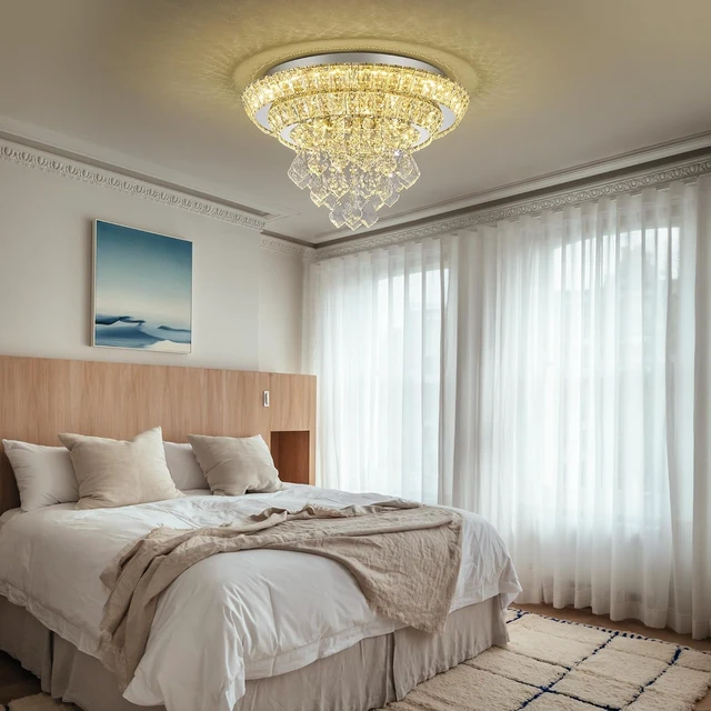 Alt view image 7 of 7 - Modern Chandelier for Bedroom Flush Crystal Ceiling Light LED Lamp