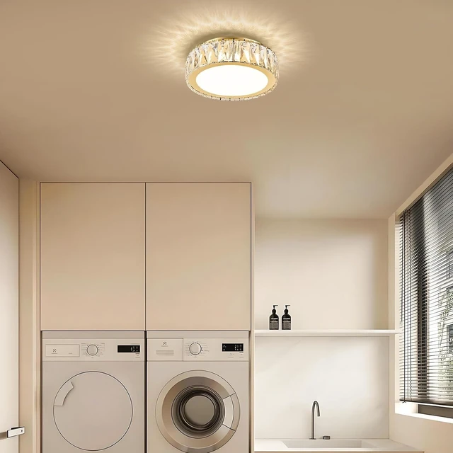 Alt view image 2 of 7 - 11 Inch Dimmable LED 24W Luxury Crystal Flush Mount Ceiling Light