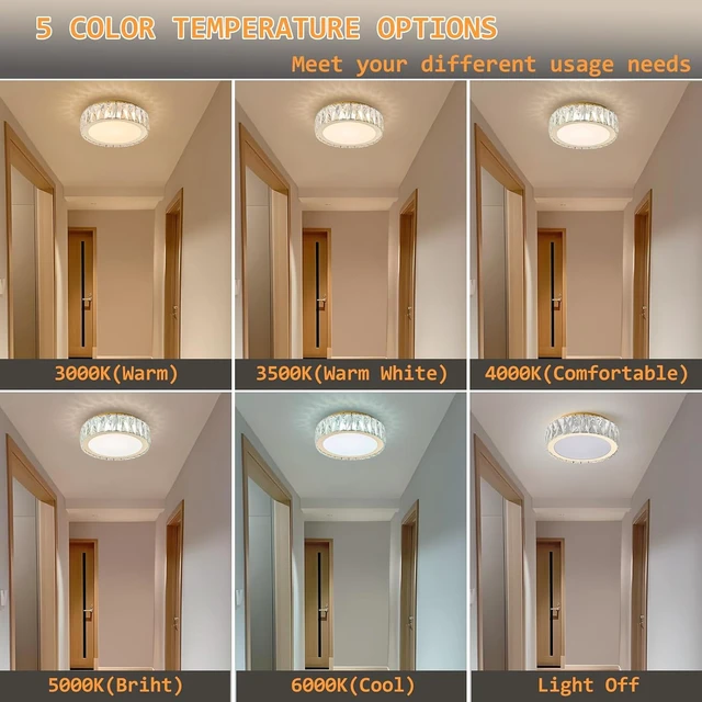 Alt view image 5 of 7 - 11 Inch Dimmable LED 24W Luxury Crystal Flush Mount Ceiling Light