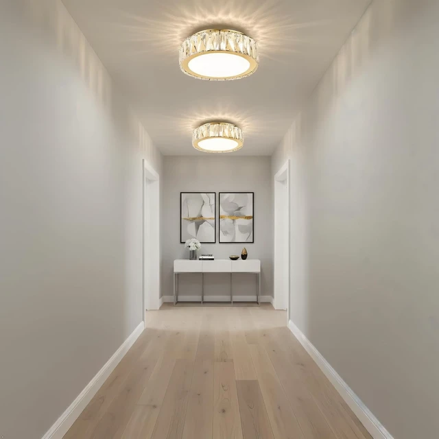 Alt view image 6 of 7 - 11 Inch Dimmable LED 24W Luxury Crystal Flush Mount Ceiling Light